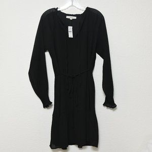 LOFT Pleated Tie Neck Dress
